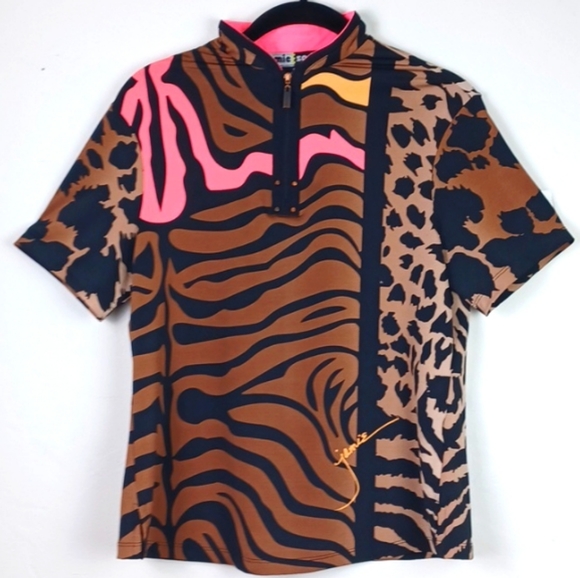 JAMIE SADOCK OUTRAGEOUSLY STUNNING SPORTY ANIMAL PRINT ACTIVE WEAR BIKING TOP - Picture 12 of 12
